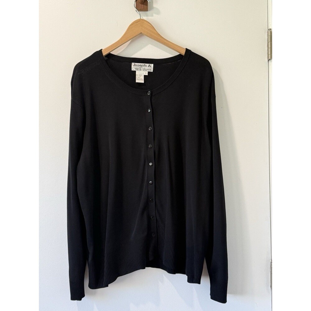 Joseph A Quest-Ce Que C’est Knit Cardigan Black Long Sleeve Stretch 1X Capsule